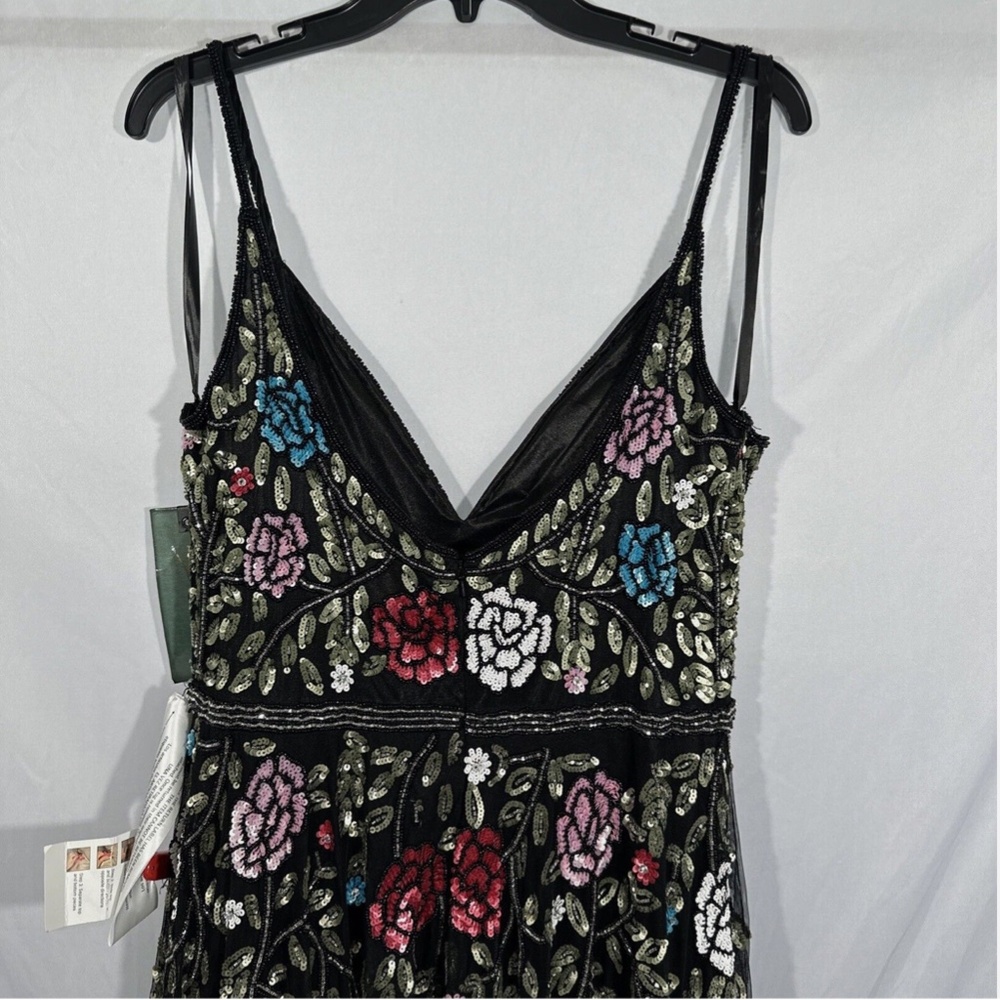 NWT $698 Mac Duggal [ 14 ] Embellished Floral Sequined‎ Gown in Black - Picture 14 of 15